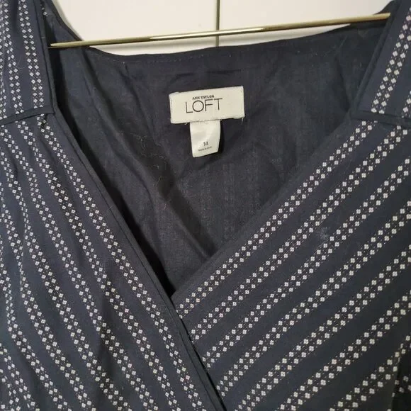 Ann Taylor Loft Women’s 14 Dress Sleeveless Black White Stripe Sleeveless - Picture 2 of 5